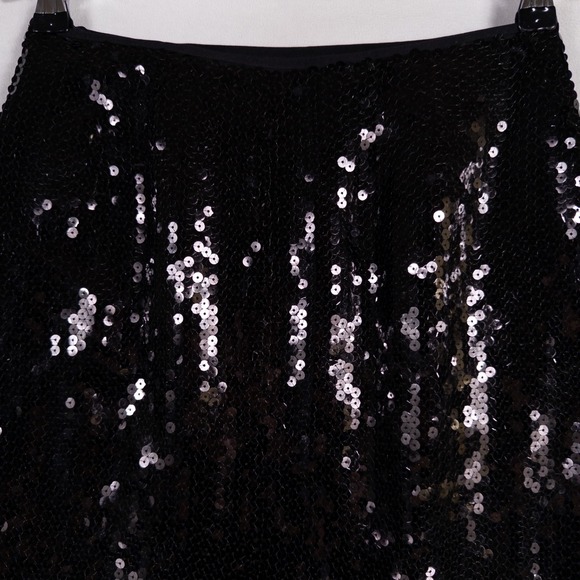 Vintage INC International Concepts Pencil Skirt Sz 2 Black Sequins Silk Glam - Picture 4 of 8
